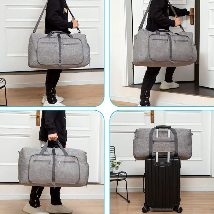 Travel Duffel Bag for Women 80L Large Duffle Bag Foldable Weekender Bag with Shoes Compartment - Image 5