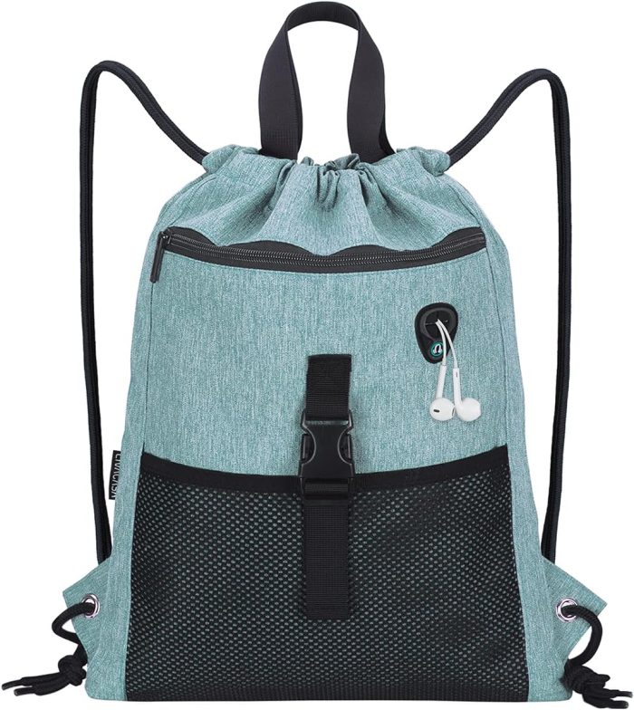 Custom Large Gym Sports Backpack Athletic Drawstring Backpack With Zipper Pockets And Mesh Water Bottle Holders