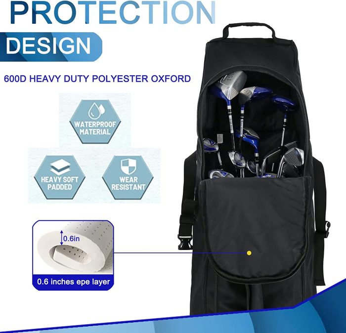 900D Heavy Duty Oxford Golf Travel Bag with Anti-Impact Support System Soft Padded Golf Travel Case for Airlines with wheels - Image 4