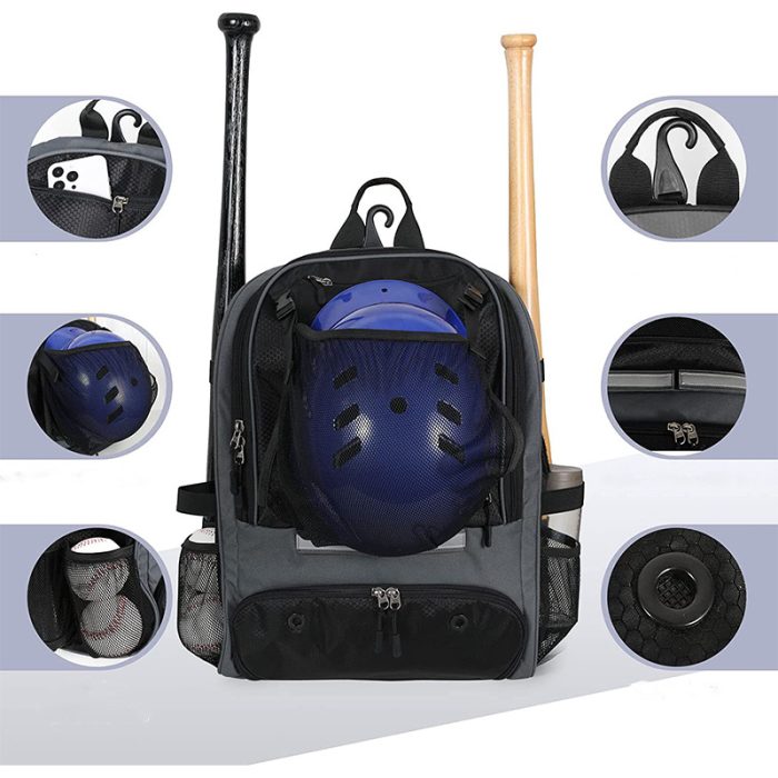 Wholesale Baseball Equipment Bag Holds Bat Helmet Shoes Softball Sport Outdoor Leisure Baseball Backpack Bag - Image 2