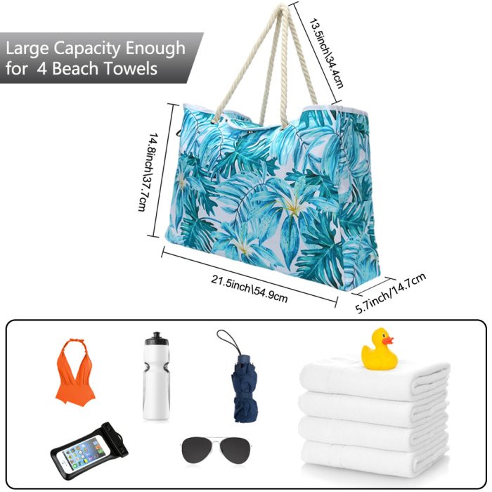 Beach Tote Bag Large Waterproof Sand proof Foldable Women Beach Bag Handbag - Image 2