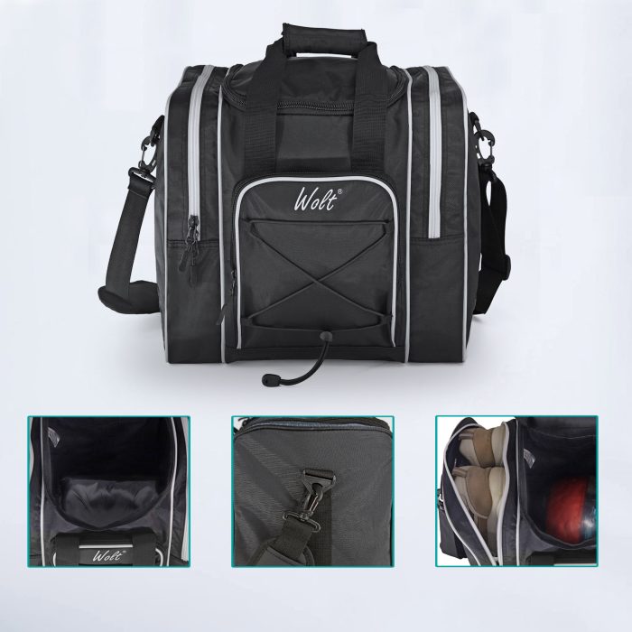Bowling bag Single ball with pad holder 2 pockets to fit bowling shoe bowling bag - Image 3