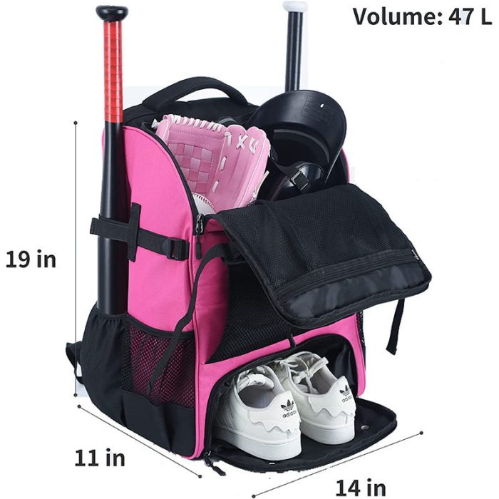 Wholesale Custom Baseball Bat Equipment Backpack Sports Bag With Shoe Compartment - Image 4