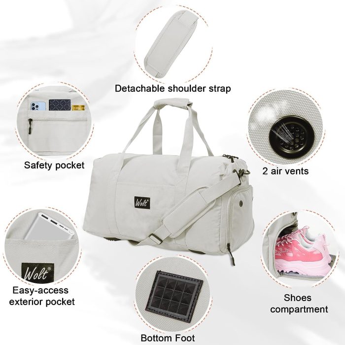 Weekender Bag for Women travel Stylish and Multifunctional Women's Sports Travel Duffel with Shoes compartment Wet Dry pocket - Image 5