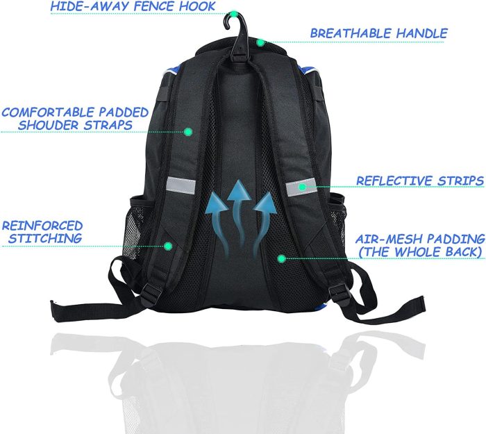 Youth Baseball Bag - Bat Backpack for Baseball, T-ball & Softball Equipment Waterproof Backpack Unisex 1pc/poly Bag + - Image 4