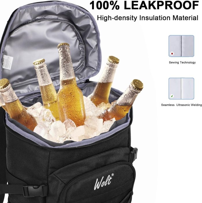 Wholesale soft sided leakproof 24 Cans insulated lunch bag backpack waterproof large capacity picnic cooler backpack - Image 6