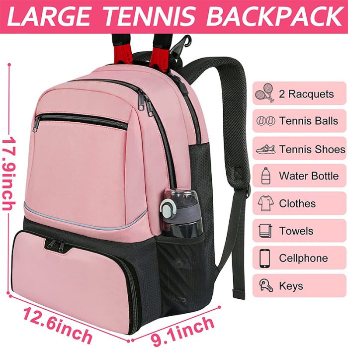 Wholesale Custom Backpack With Shoes Compartment Tennis Backpack For 2 Racket - Image 2