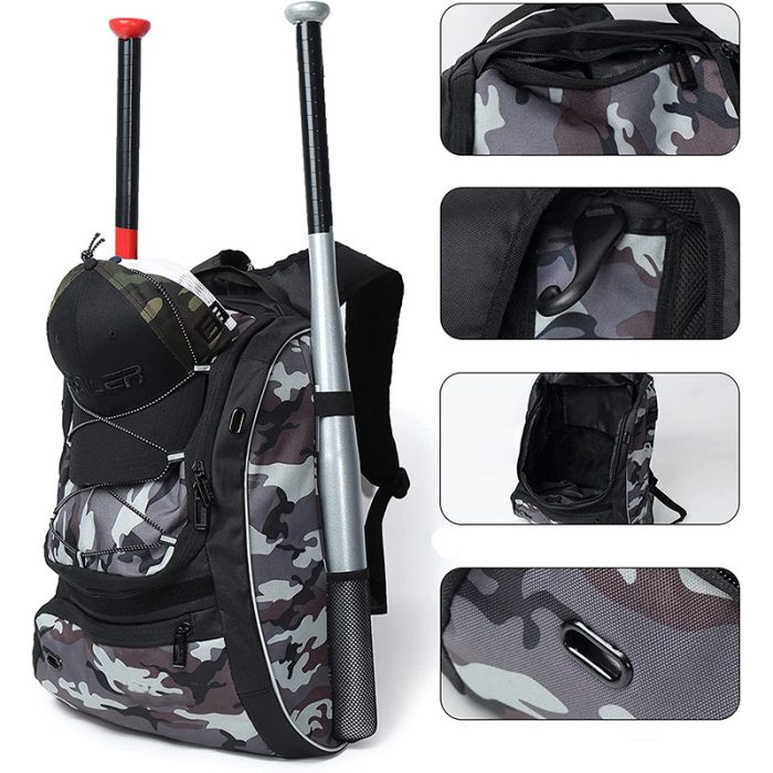 Baseball Bat Bag Backpack For Baseball T-ball And Softball Equipment For Youth And Adults Holds Bat Helmet And Shoes - Image 2