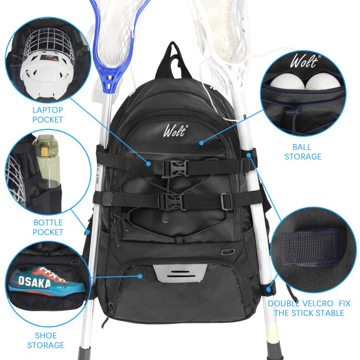Turf Extra Large Lacrosse bag with Two Sticks holder and Separate Cleats Compartment Field Hockey Lacrosse backpack - Image 3