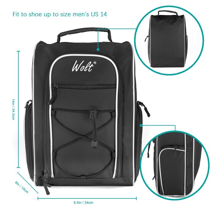 Golf Shoe Bag Sports Travel Shoes Carrier Bags with Ventilation Double Outside Accessory Pocket for Socks - Image 3