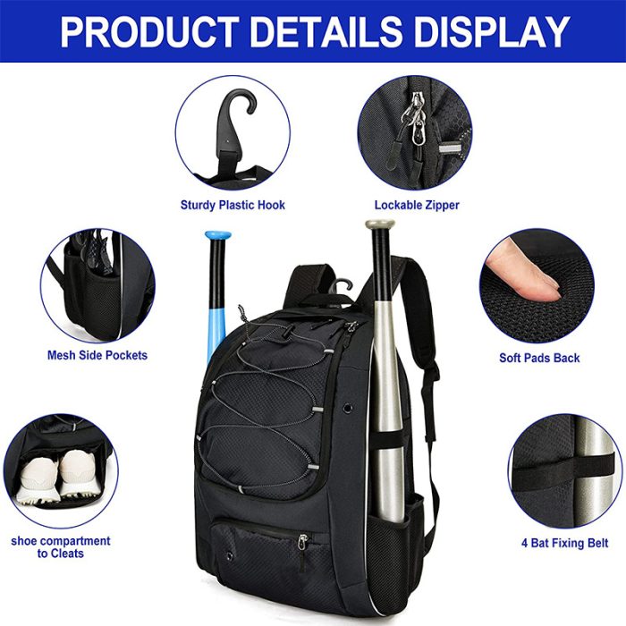 Wholesale Baseball Equipment Bag Holds Bat Helmet Shoes Baseball Bat Bag Sports Bag - Image 4