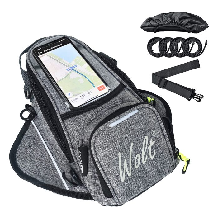 Powersports Motorcycle Tank Bag With waterproof rain cover Strong Magnetic, Transparent Pocket For Cell Phone Navigation - Image 2
