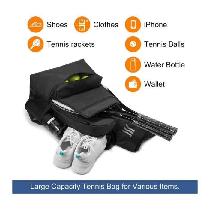 2 Racquets Custom Logo Tennis Racket Storage Large Capacity For Men Tennis Racket Backpack - Image 6