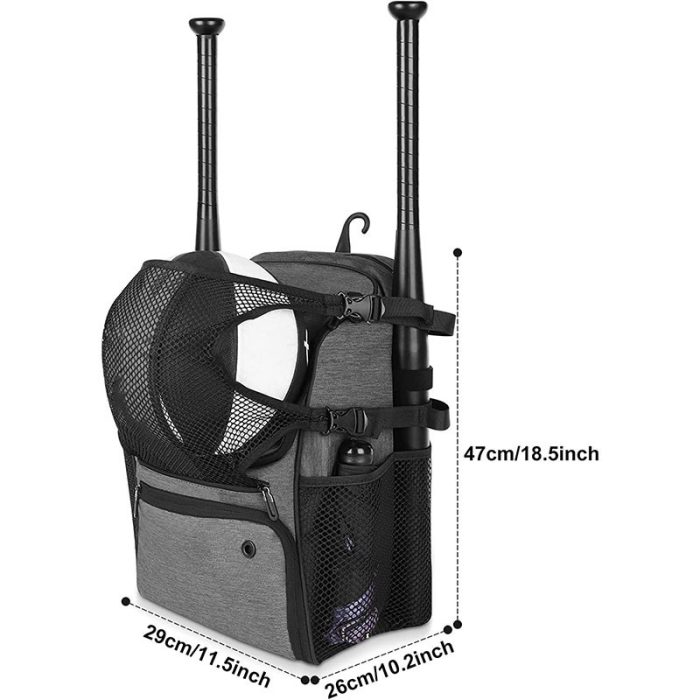 T-ball Softball Baseball Bat Bag Backpack Holds Helmet Gear For Youth Adults - Image 3