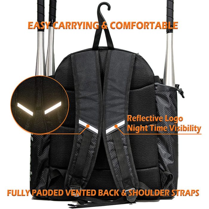 New Customization Baseball Backpack With 2 Bat Sleeves,Softball Bag With Vented Shoe Space - Image 4