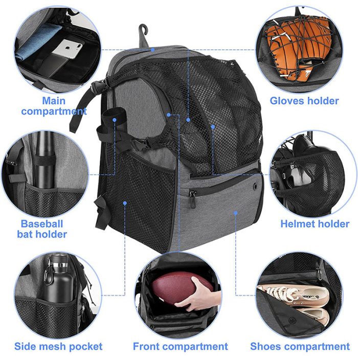 T-ball Softball Baseball Bat Bag Backpack Holds Helmet Gear For Youth Adults - Image 2
