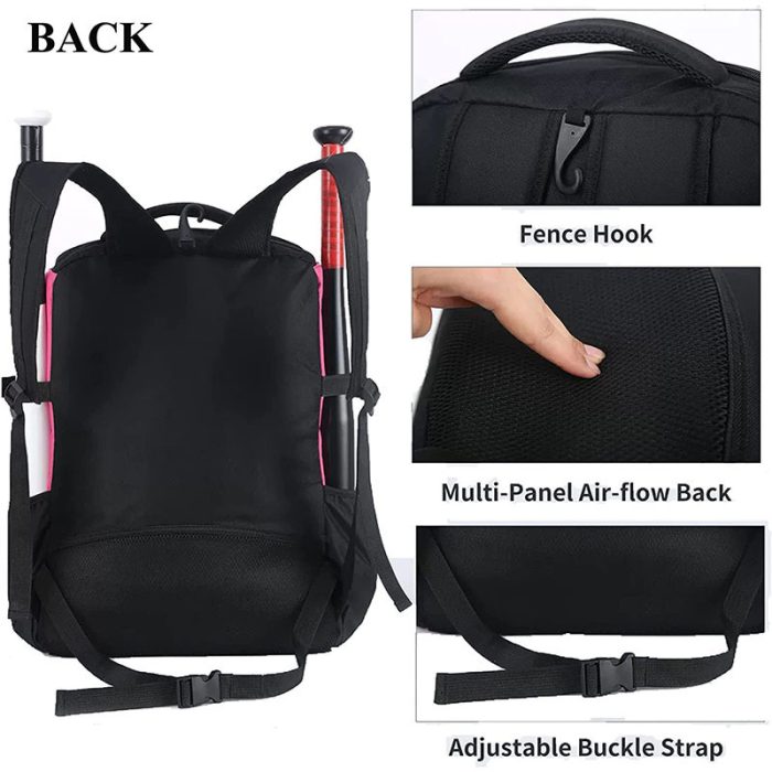 Wholesale Custom Baseball Bat Equipment Backpack Sports Bag With Shoe Compartment - Image 5