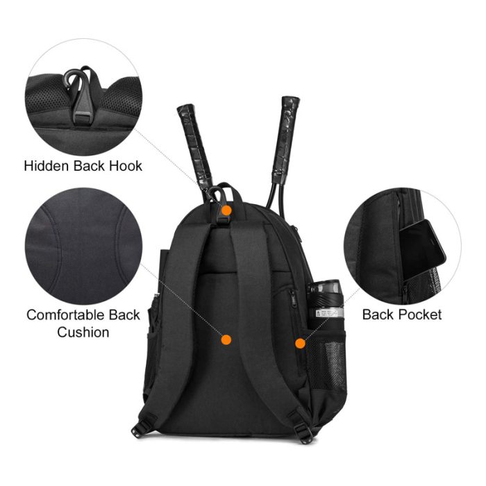 2 Racquets Custom Logo Tennis Racket Storage Large Capacity For Men Tennis Racket Backpack - Image 4