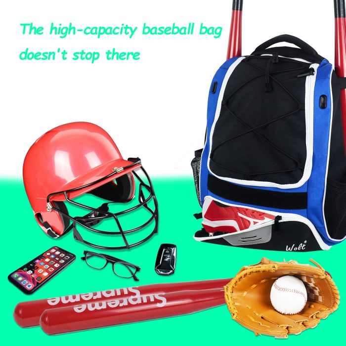 Youth Baseball Bag - Bat Backpack for Baseball, T-ball & Softball Equipment Waterproof Backpack - Image 5