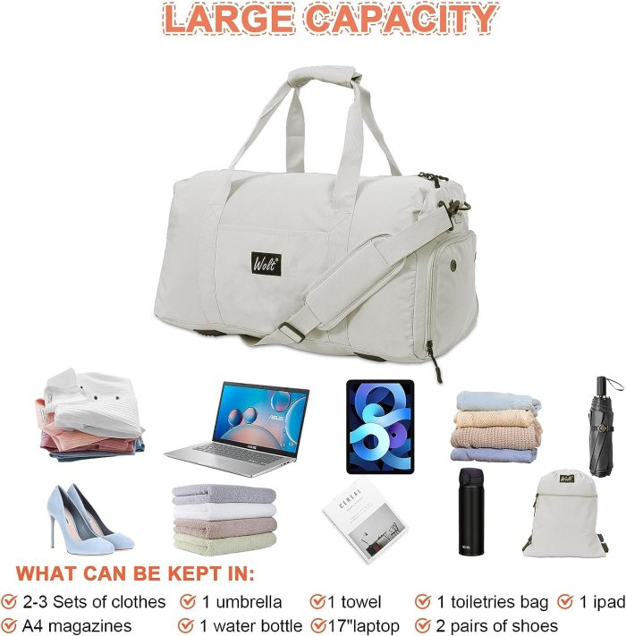 Weekender Bag for Women travel Stylish and Multifunctional Women's Sports Travel Duffel with Shoes compartment Wet Dry pocket - Image 4