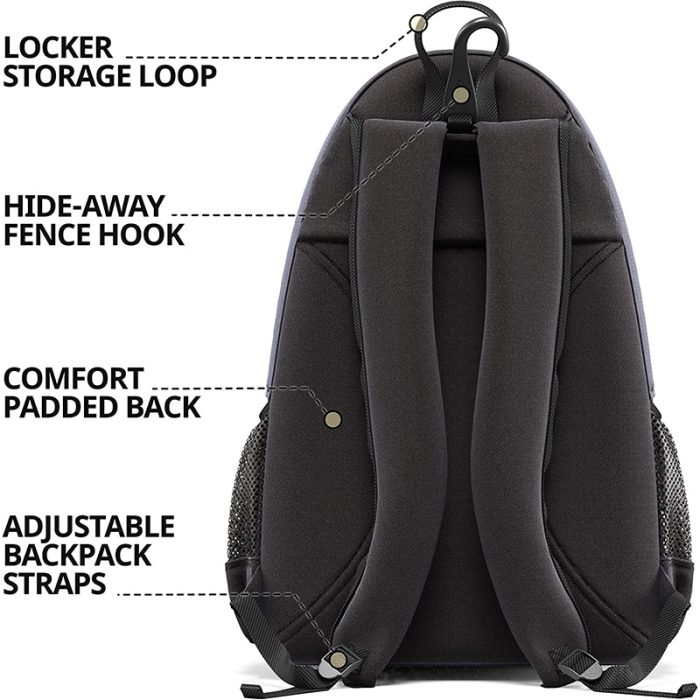 Carry Bag With Shoe Compartment Black Color Oxford Pu Leather Tote Bag Tennis Backpack - Image 5