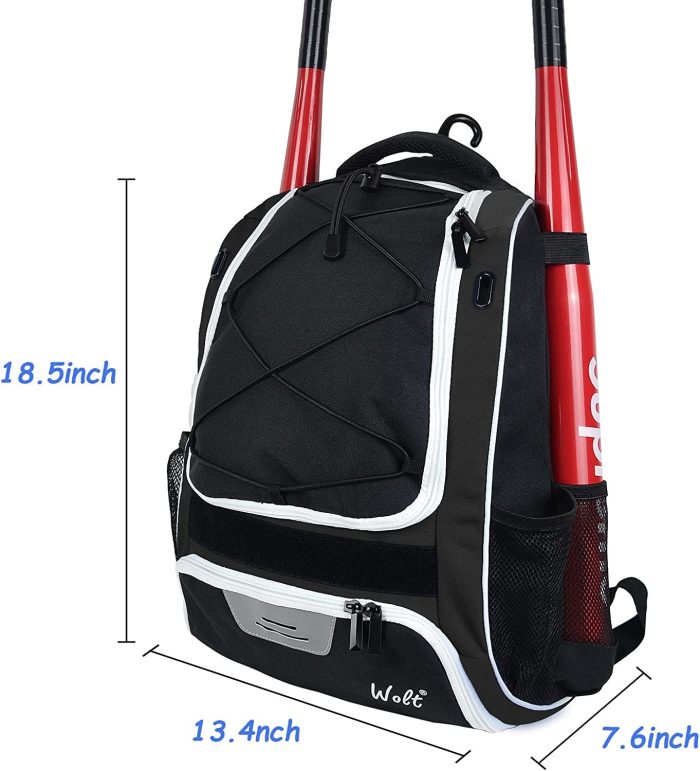 Youth Baseball Bag - Bat Backpack for Baseball, T-ball & Softball Equipment Waterproof Backpack Unisex 1pc/poly Bag + - Image 2