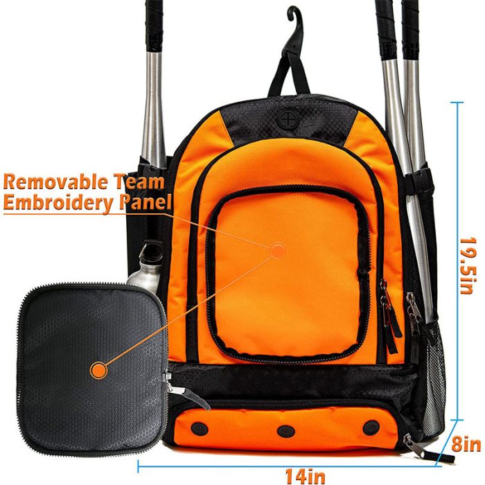 New Customization Baseball Backpack With 2 Bat Sleeves,Softball Bag With Vented Shoe Space - Image 3