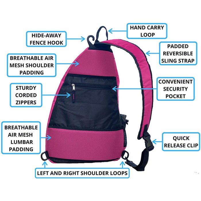 Large Sporting Gear Sling Pickleball Bag Tennis Backpack With Water Bottle Holder - Image 5