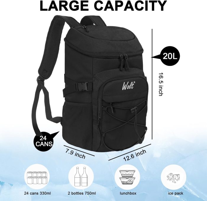 Wholesale soft sided leakproof 24 Cans insulated lunch bag backpack waterproof large capacity picnic cooler backpack - Image 2