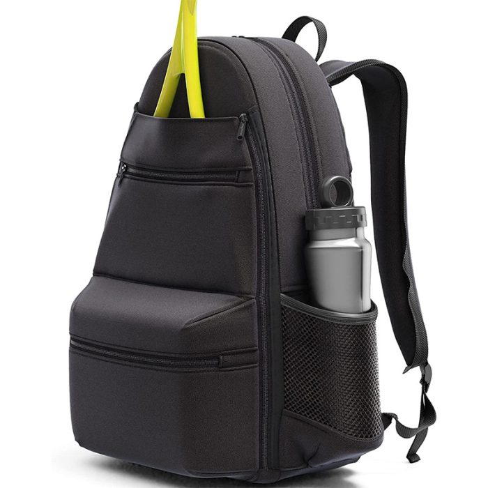 Carry Bag With Shoe Compartment Black Color Oxford Pu Leather Tote Bag Tennis Backpack