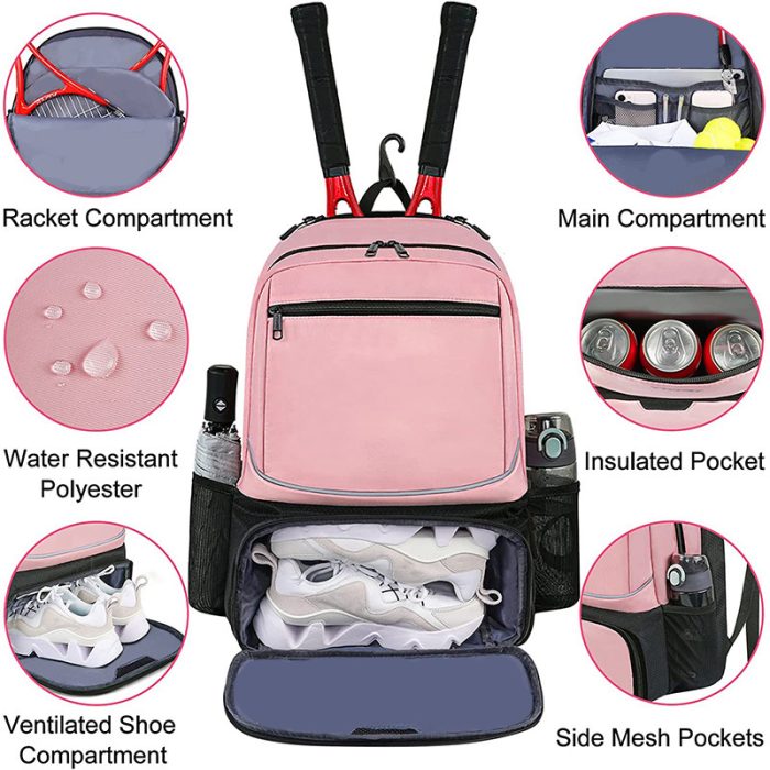 Wholesale Custom Backpack With Shoes Compartment Tennis Backpack For 2 Racket - Image 3