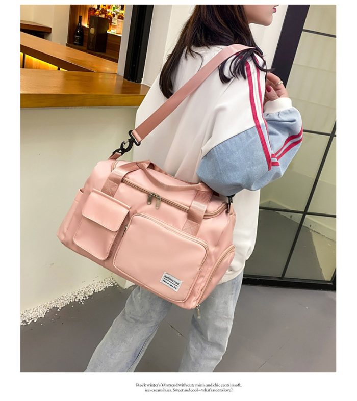 travel bags sports gym duffel messenger bag oem sport pink sports duffle gym bag - Image 4