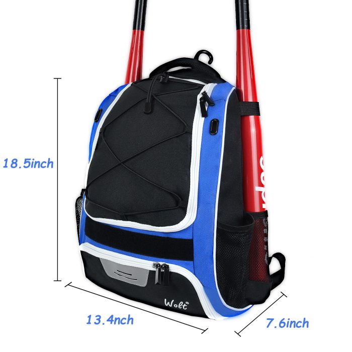 Youth Baseball Bag - Bat Backpack for Baseball, T-ball & Softball Equipment Waterproof Backpack - Image 2