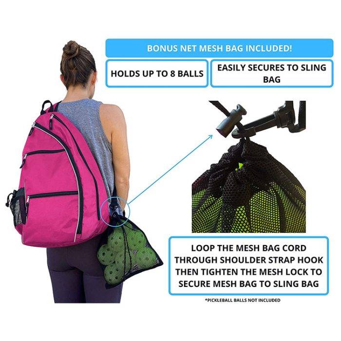 Large Sporting Gear Sling Pickleball Bag Tennis Backpack With Water Bottle Holder - Image 3