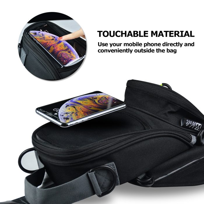 Powersports Motorcycle Tank Bag With waterproof rain cover Strong Magnetic, Transparent Pocket For Cell Phone Navigation - Image 5