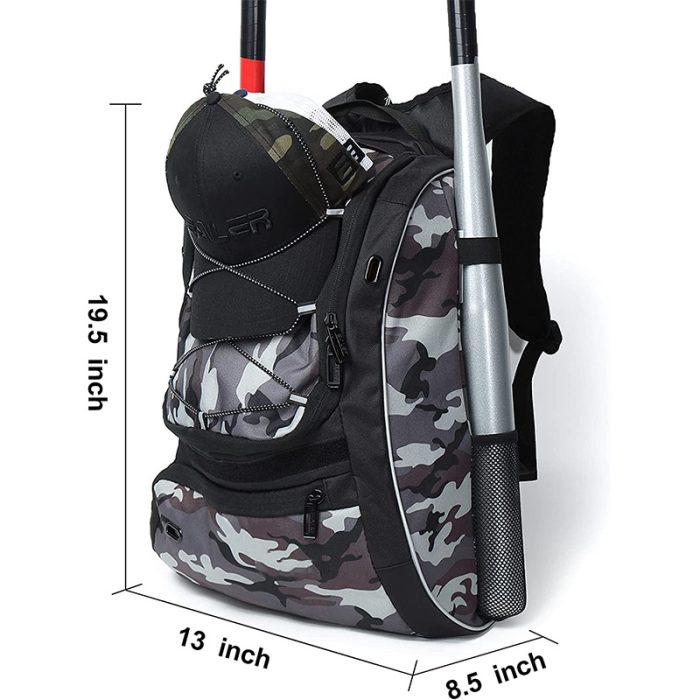 Baseball Bat Bag Backpack For Baseball T-ball And Softball Equipment For Youth And Adults Holds Bat Helmet And Shoes - Image 3