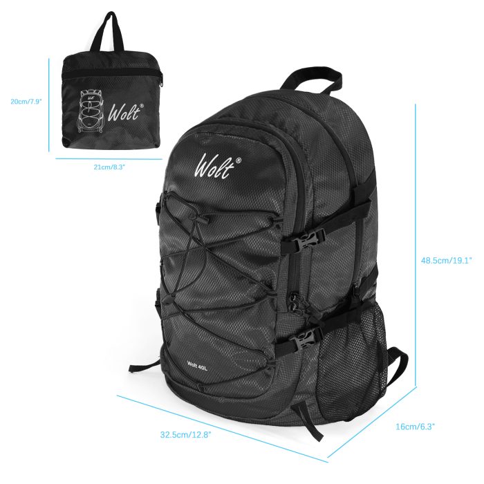 Packable Hiking Backpack 40L Waterproof Camping Backpack Men Women Foldable Lightweight Hiking Daypack - Image 2