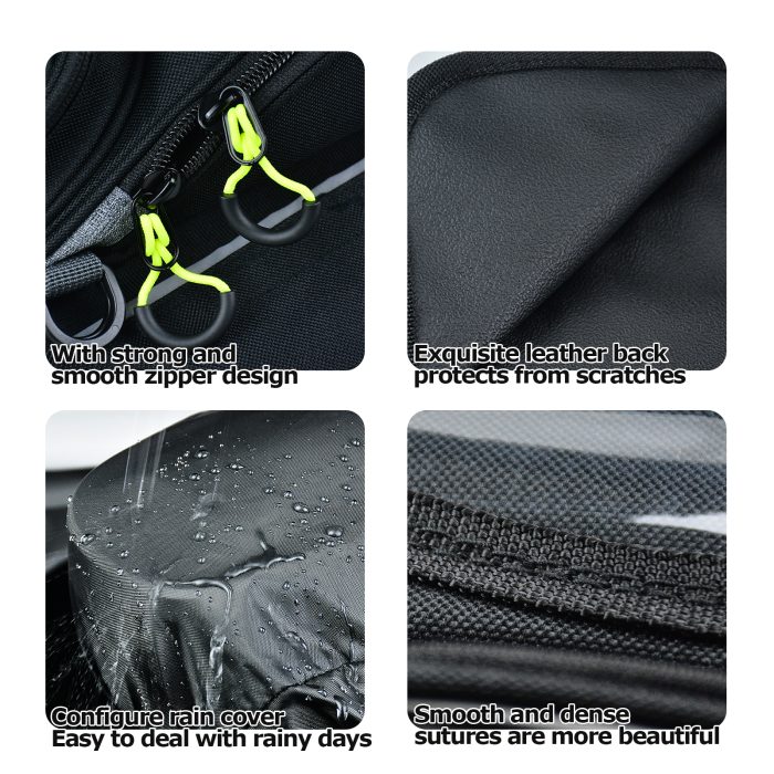 Powersports Motorcycle Tank Bag With waterproof rain cover Strong Magnetic, Transparent Pocket For Cell Phone Navigation - Image 4