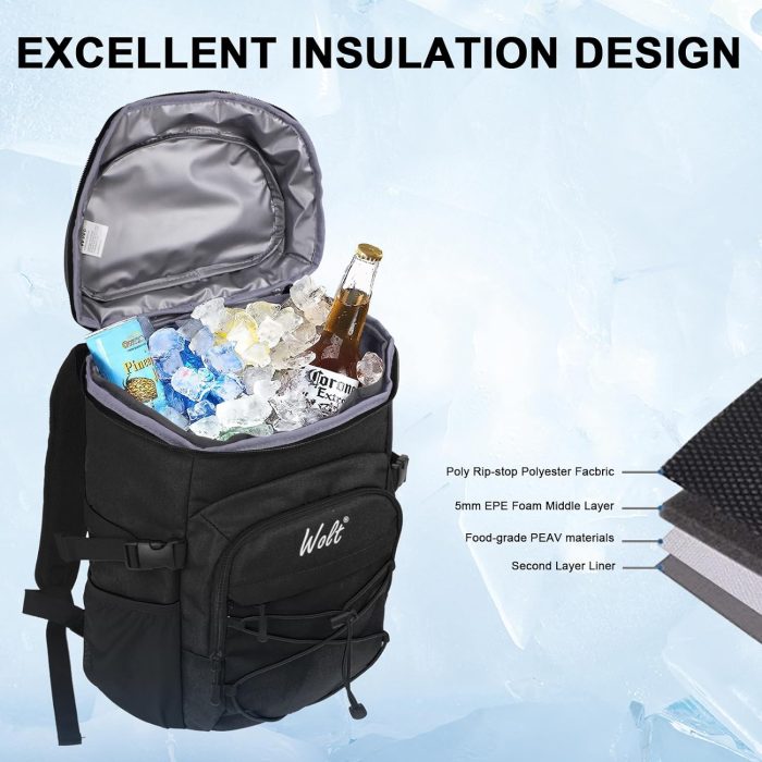 Wholesale soft sided leakproof 24 Cans insulated lunch bag backpack waterproof large capacity picnic cooler backpack - Image 3