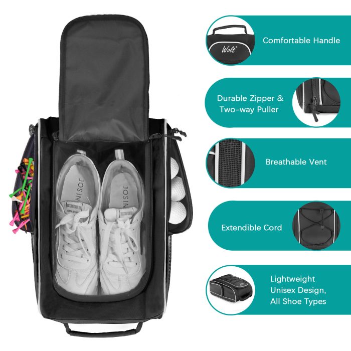 Golf Shoe Bag Sports Travel Shoes Carrier Bags with Ventilation Double Outside Accessory Pocket for Socks - Image 6